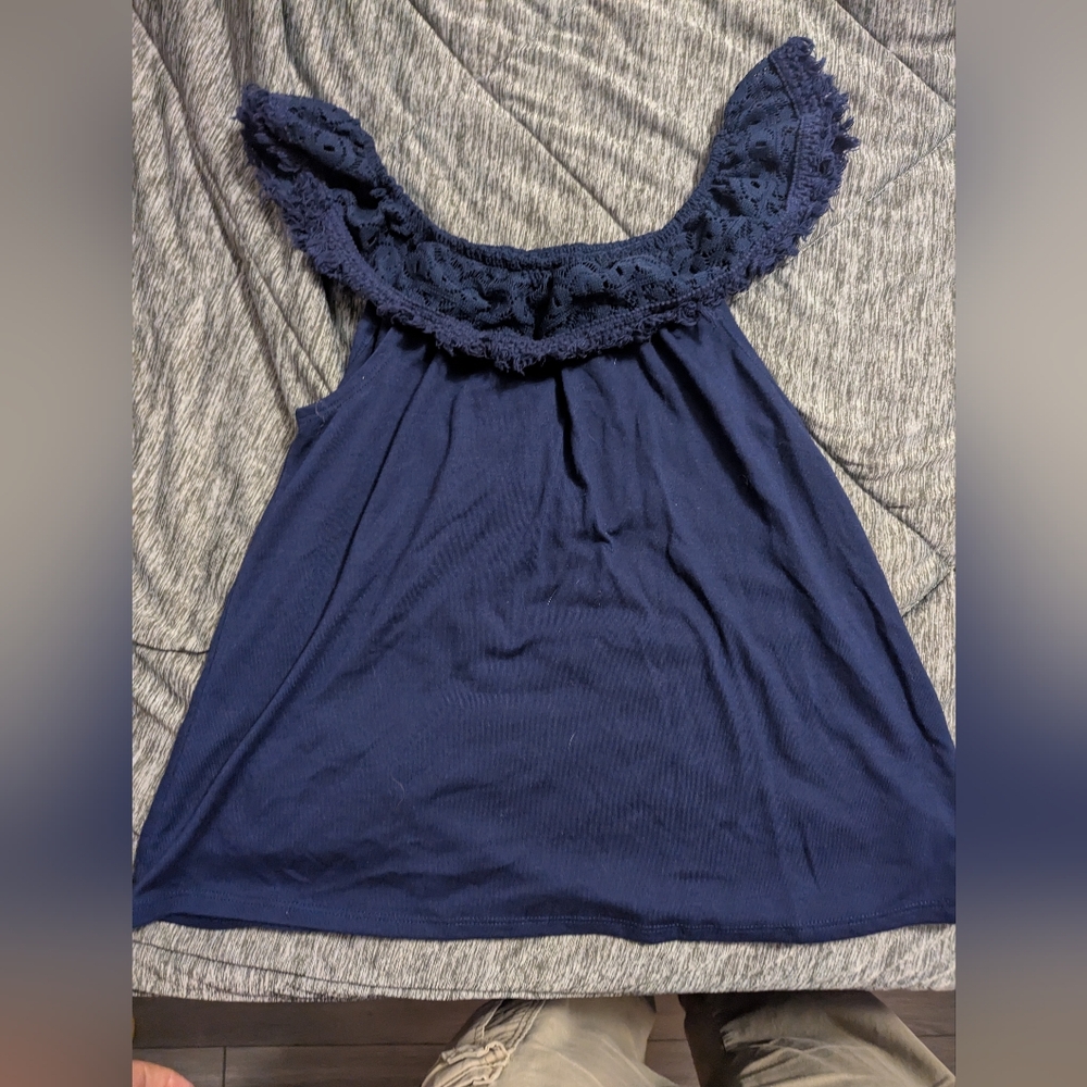 Navy Blue Girls off the shoulder top